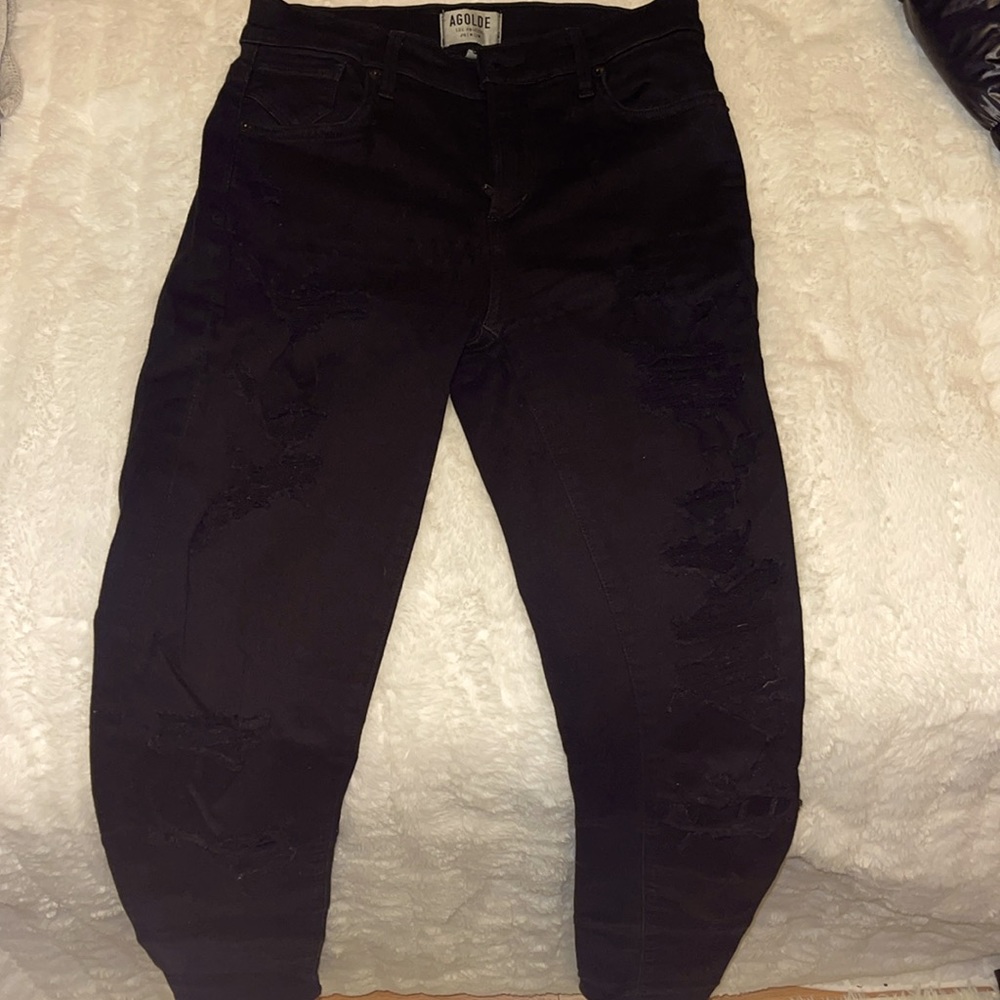 Agolde black ripped jeans